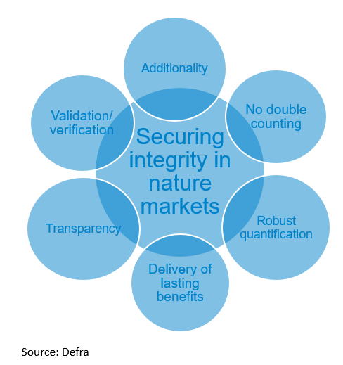 Figure showing areas to secure integrity in nature markets